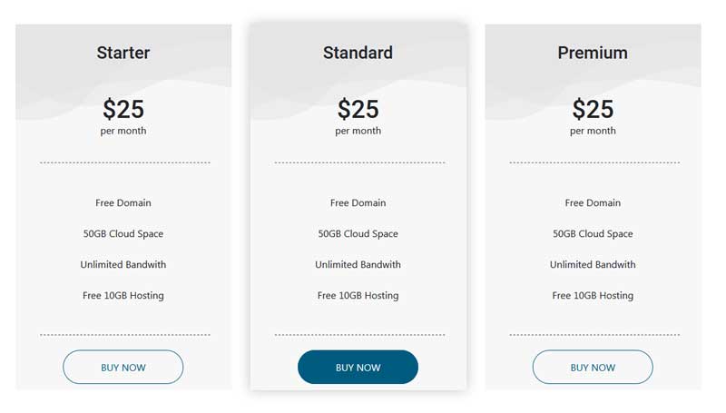 css3bootstrap项目价格表