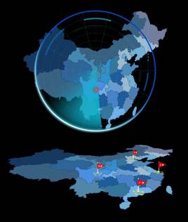 html5canvas中国地图雷达扫