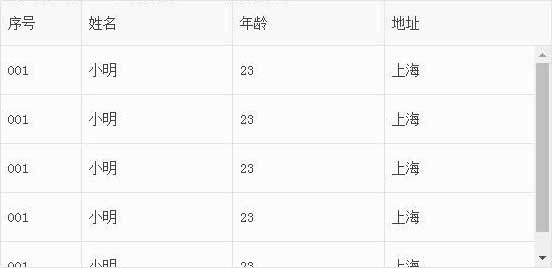 仿excel表格头部固定内容滚动展示