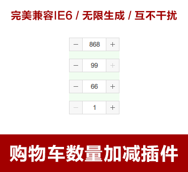 jquery数量加减插件制作购物车数