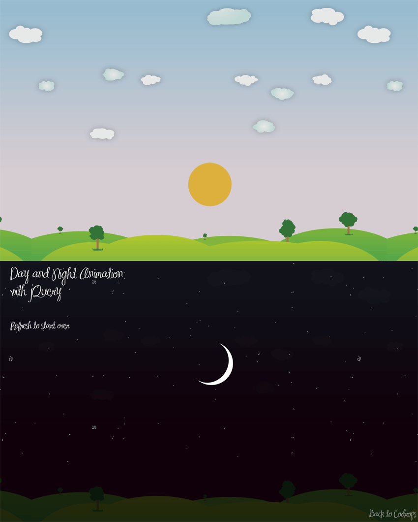 jquery白天黑夜动画制作白天黑夜