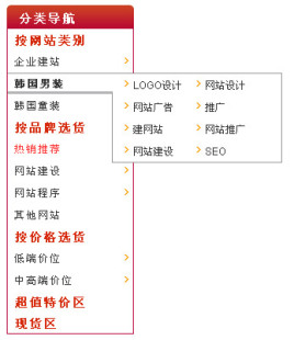 css仿京东商城商品分类导航菜单样式