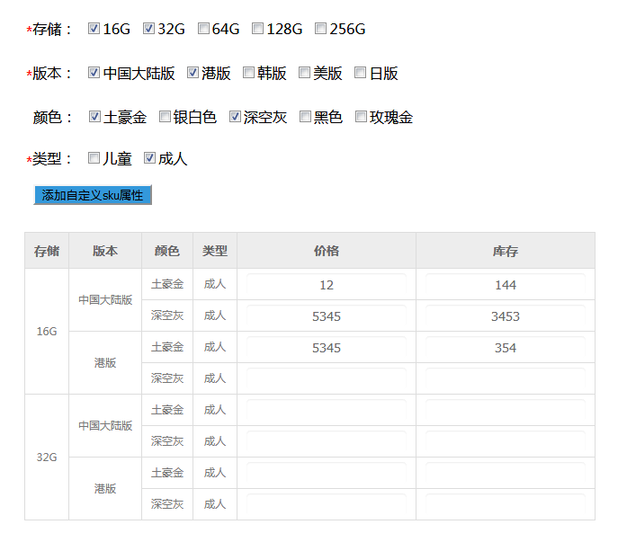 jQuery仿淘宝商品发布动态生成S